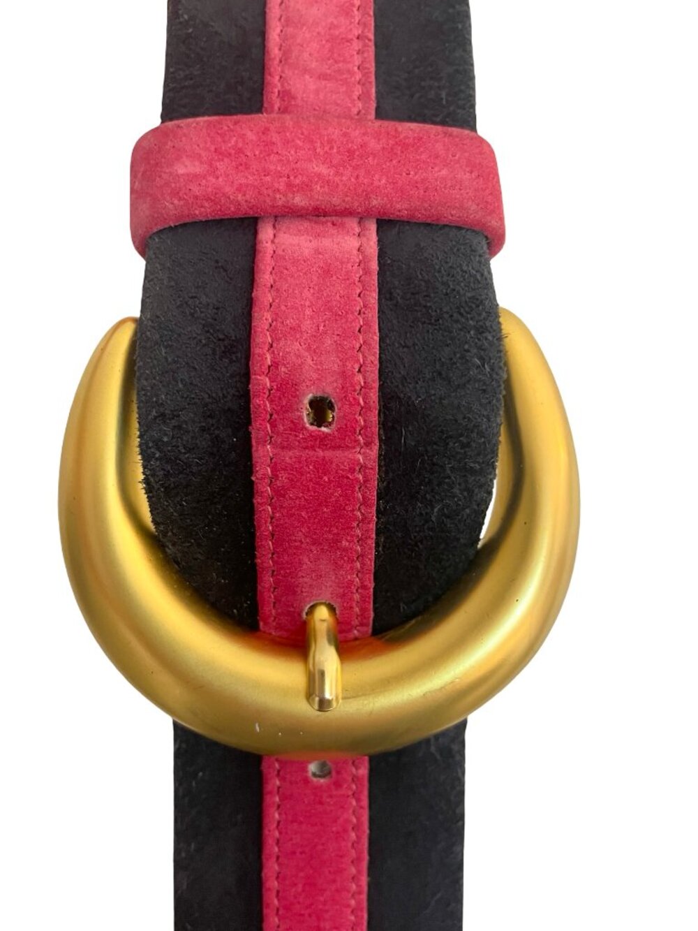 Jaeger Leather Belt 🇬🇧 Dark Navy & Pink Suede Trim – Size 32” - Picture 3 of 12